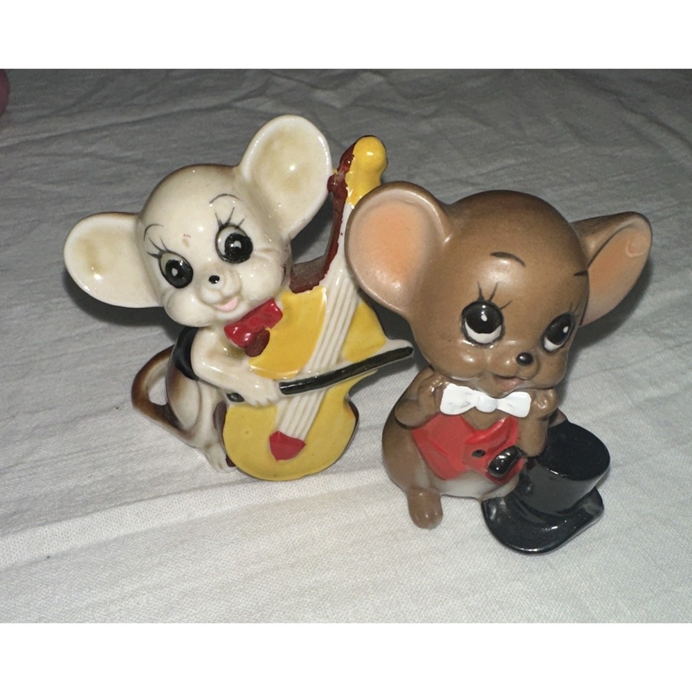 2-Vintage JAPAN miniture Josef Originals Mouse Mice‎ Figurines 3" & 2-" Tall
